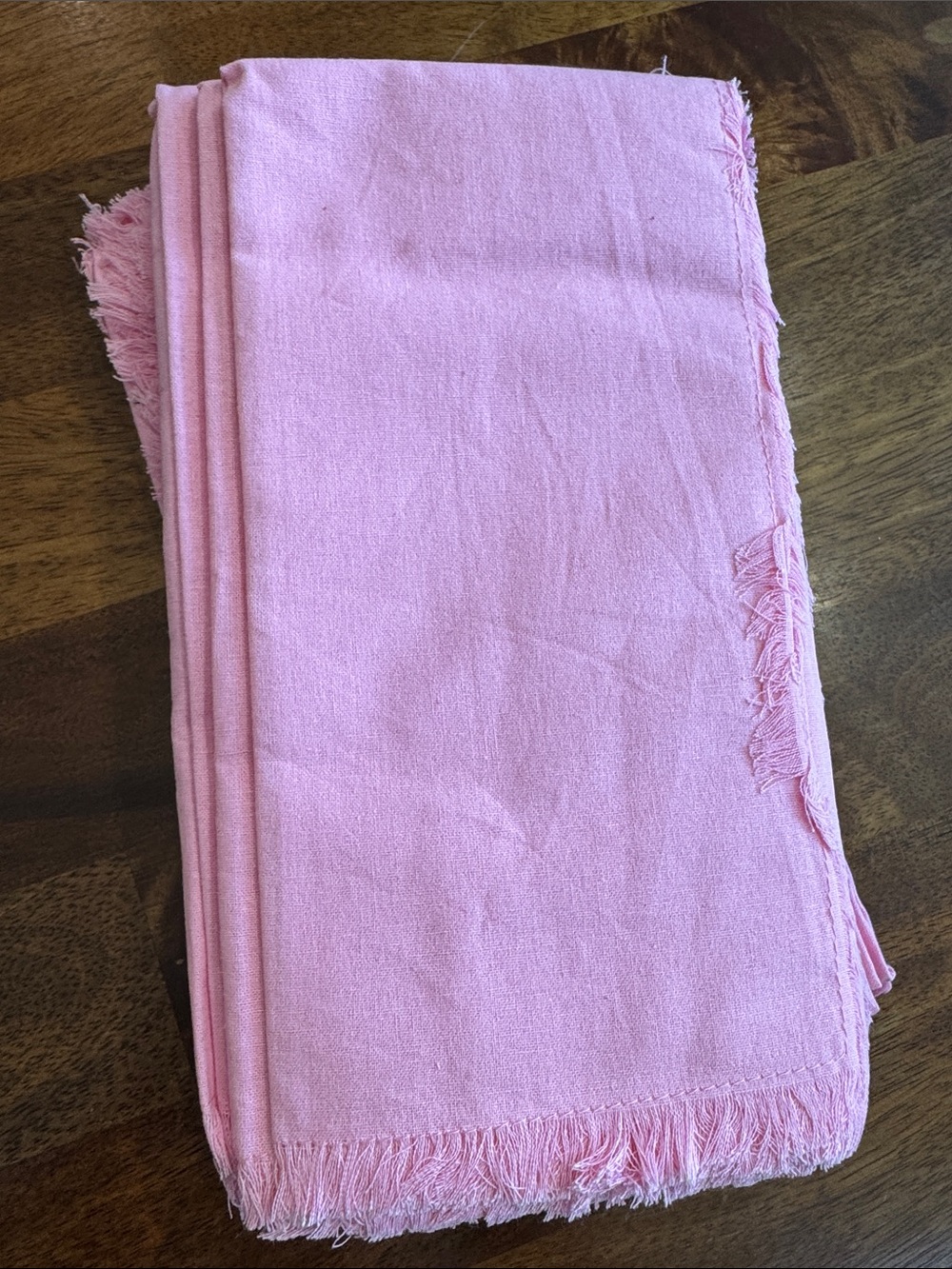 Soft Pink Fringed Kitchen Towel - Unbranded